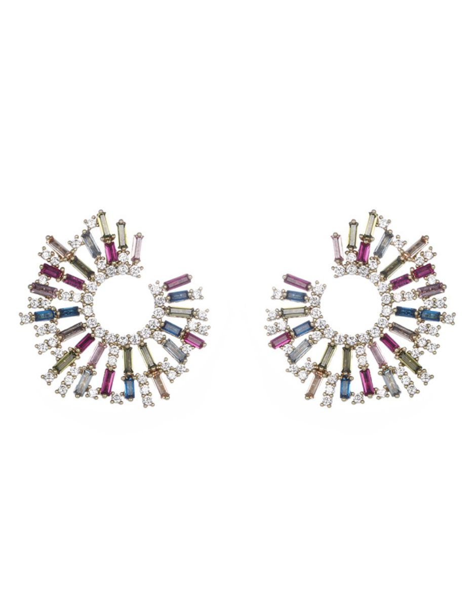 Aretes de piedras de colores de oro laminado