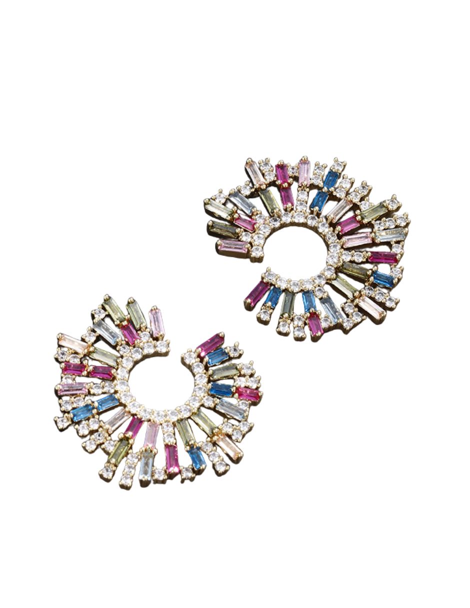 Aretes de piedras de colores de oro laminado