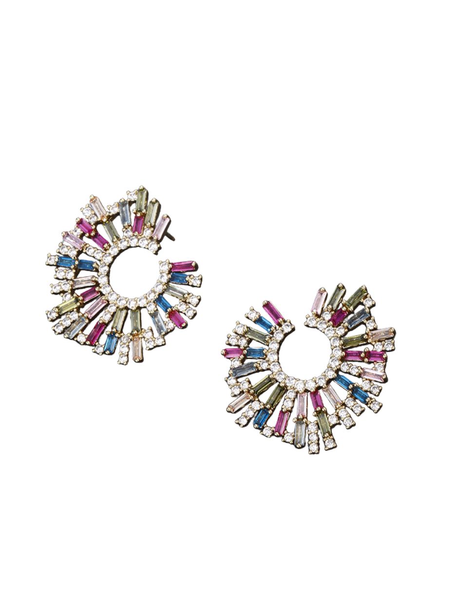 Aretes de piedras de colores de oro laminado
