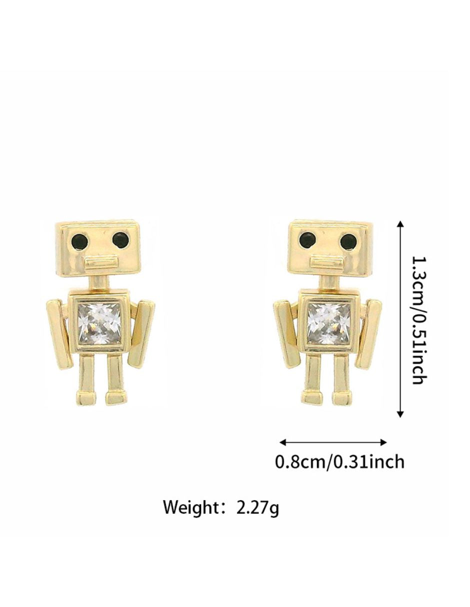 Aretes de robot dorados de oro laminado