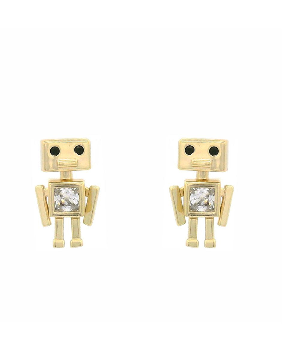 Aretes de robot dorados de oro laminado