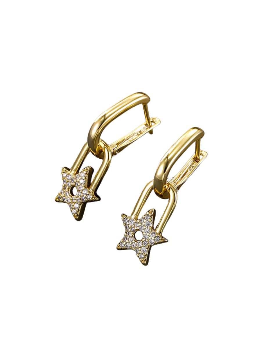 Aretes elegantes de estrella oro laminado
