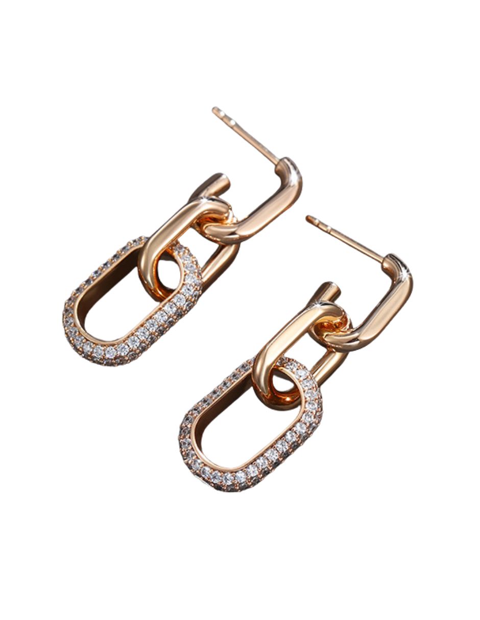 Aretes dorados de oro laminado con brillos