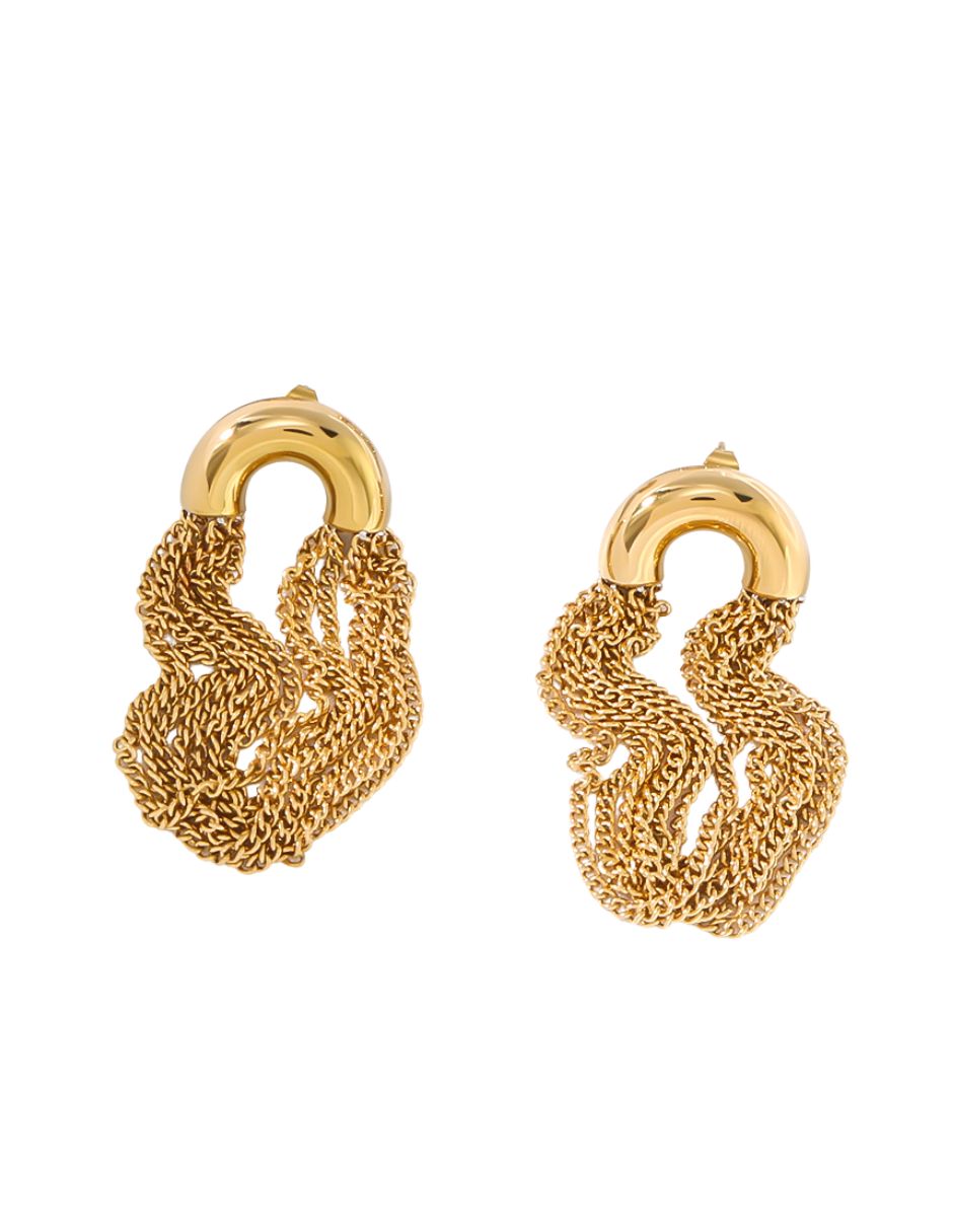 Aretes largos de cadenas de oro laminado