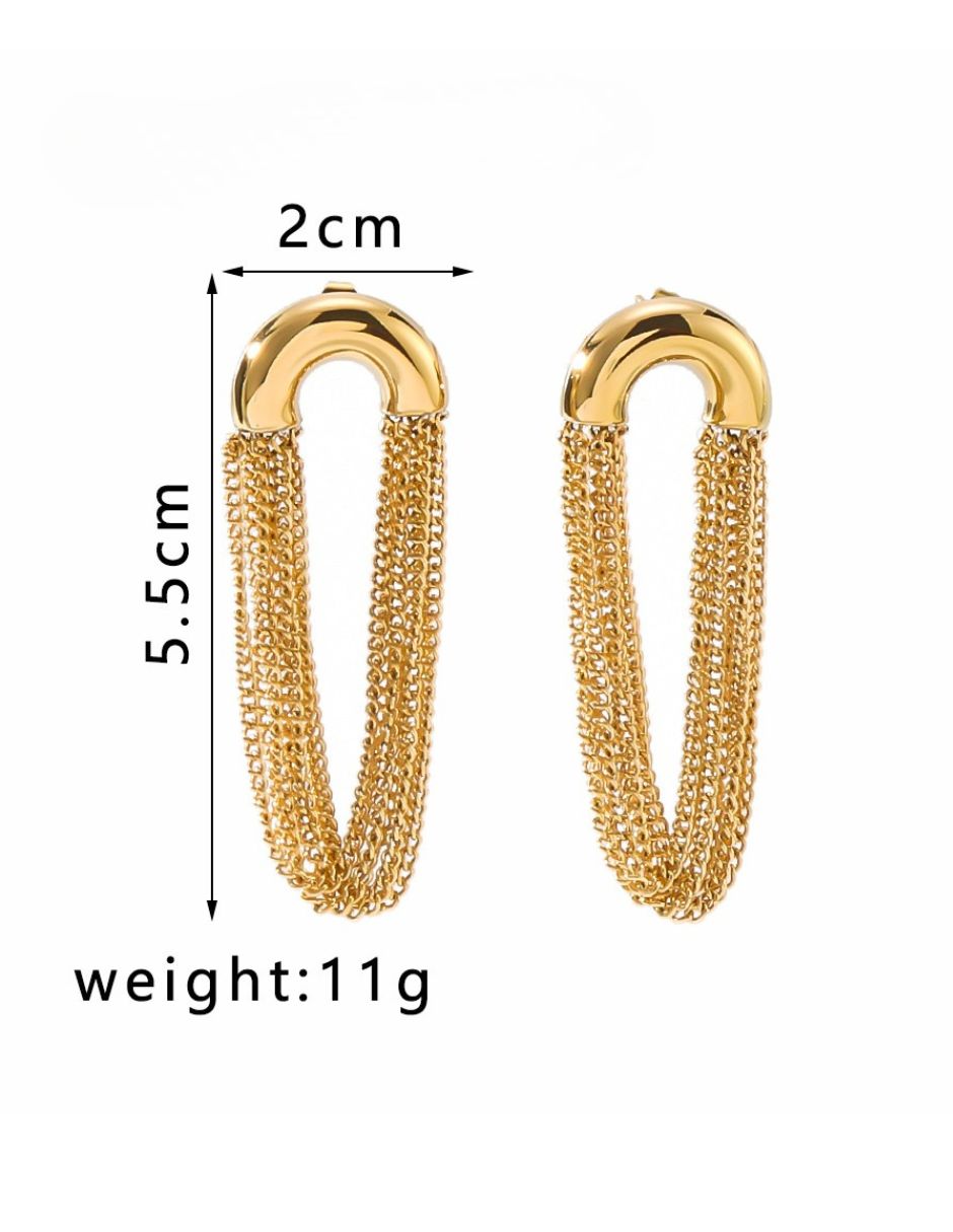Aretes largos de cadenas de oro laminado