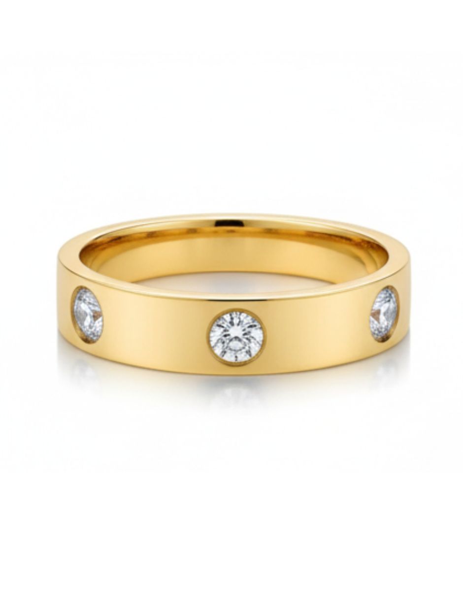 Anillo de oro laminado dorado con zirconia