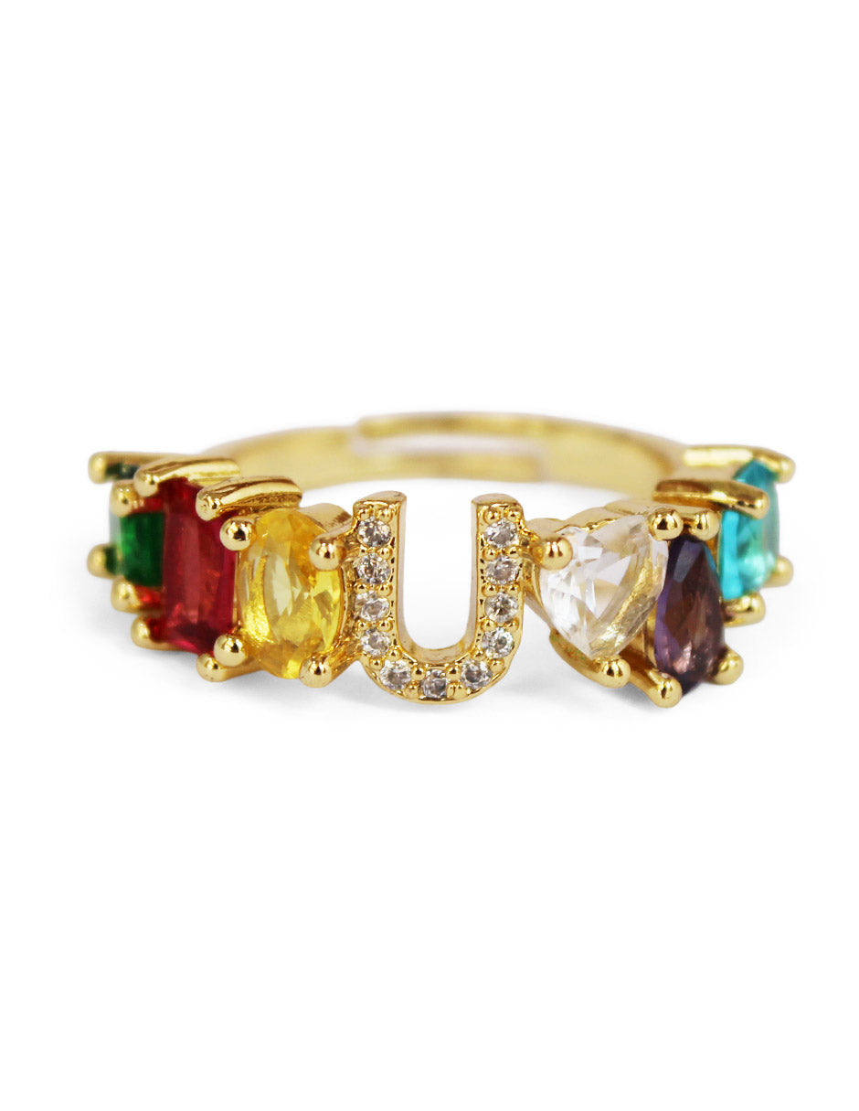 Anillo con inicial de la A a la Z
