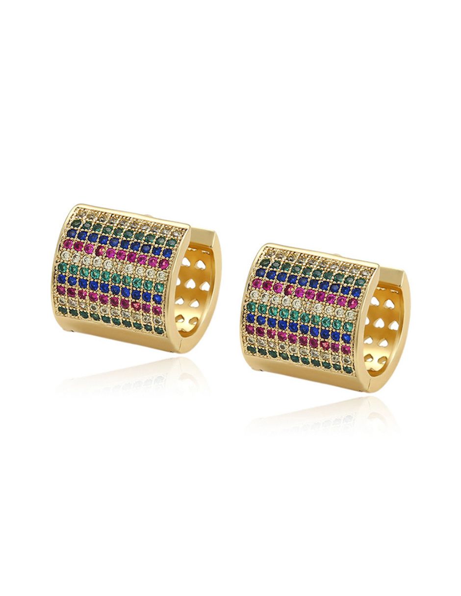 Aretes tipo arracadas con zirconia de colores