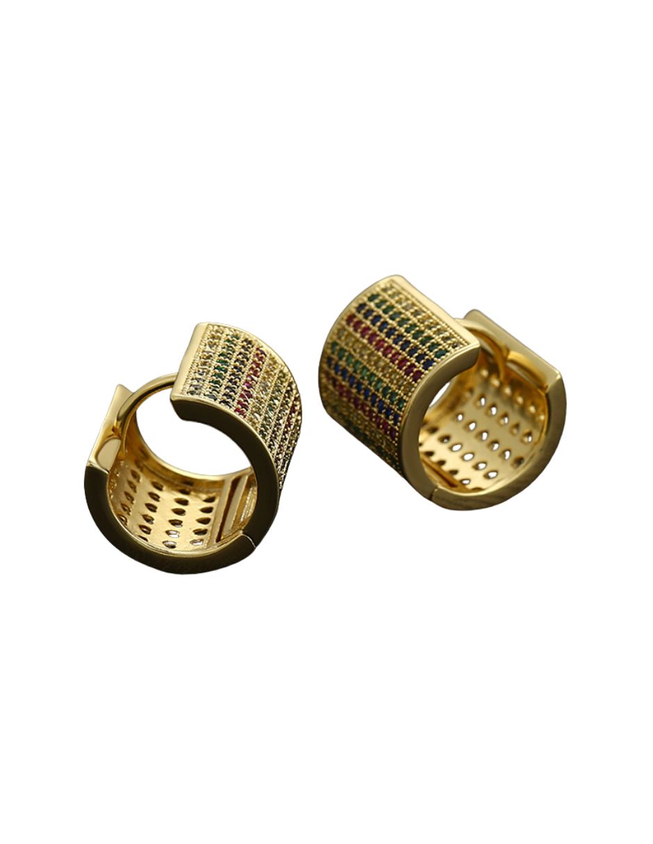 Aretes tipo arracadas con zirconia de colores