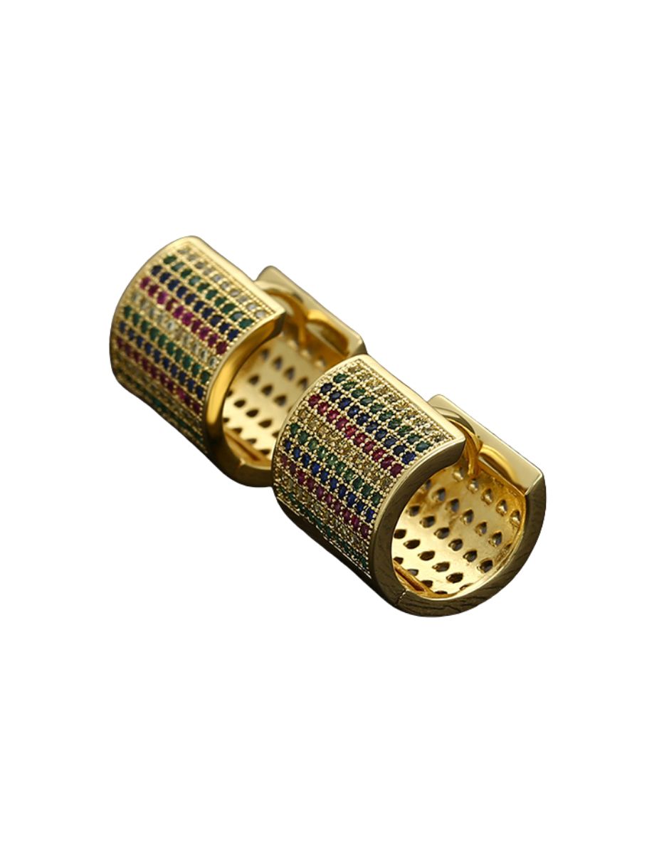 Aretes tipo arracadas con zirconia de colores