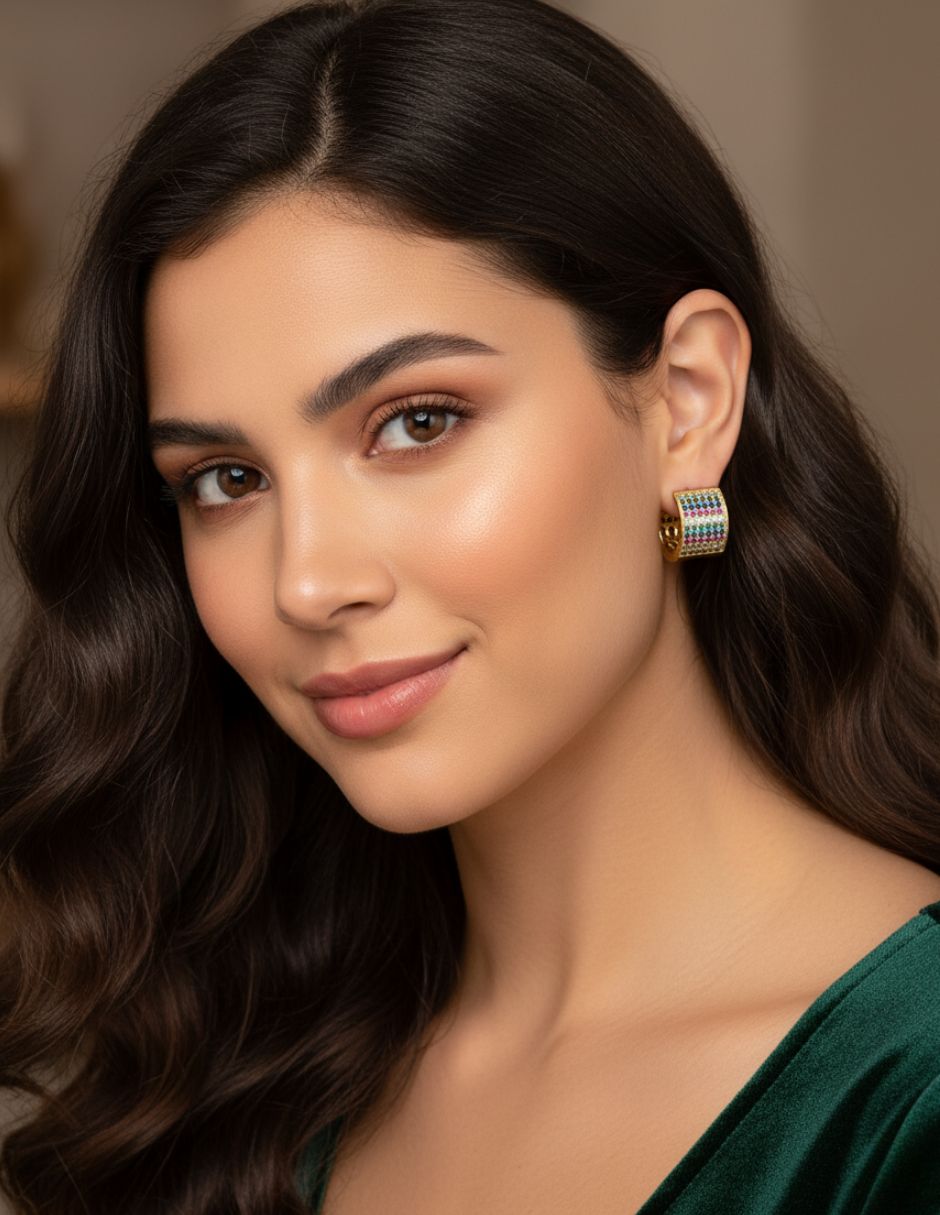 Aretes tipo arracadas con zirconia de colores