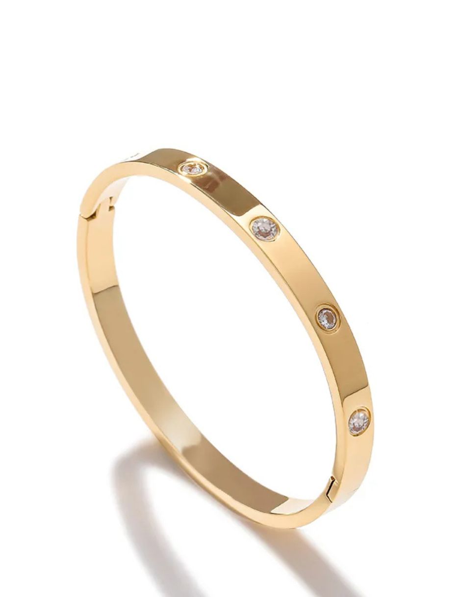 Brazalete de oro laminado con zirconias