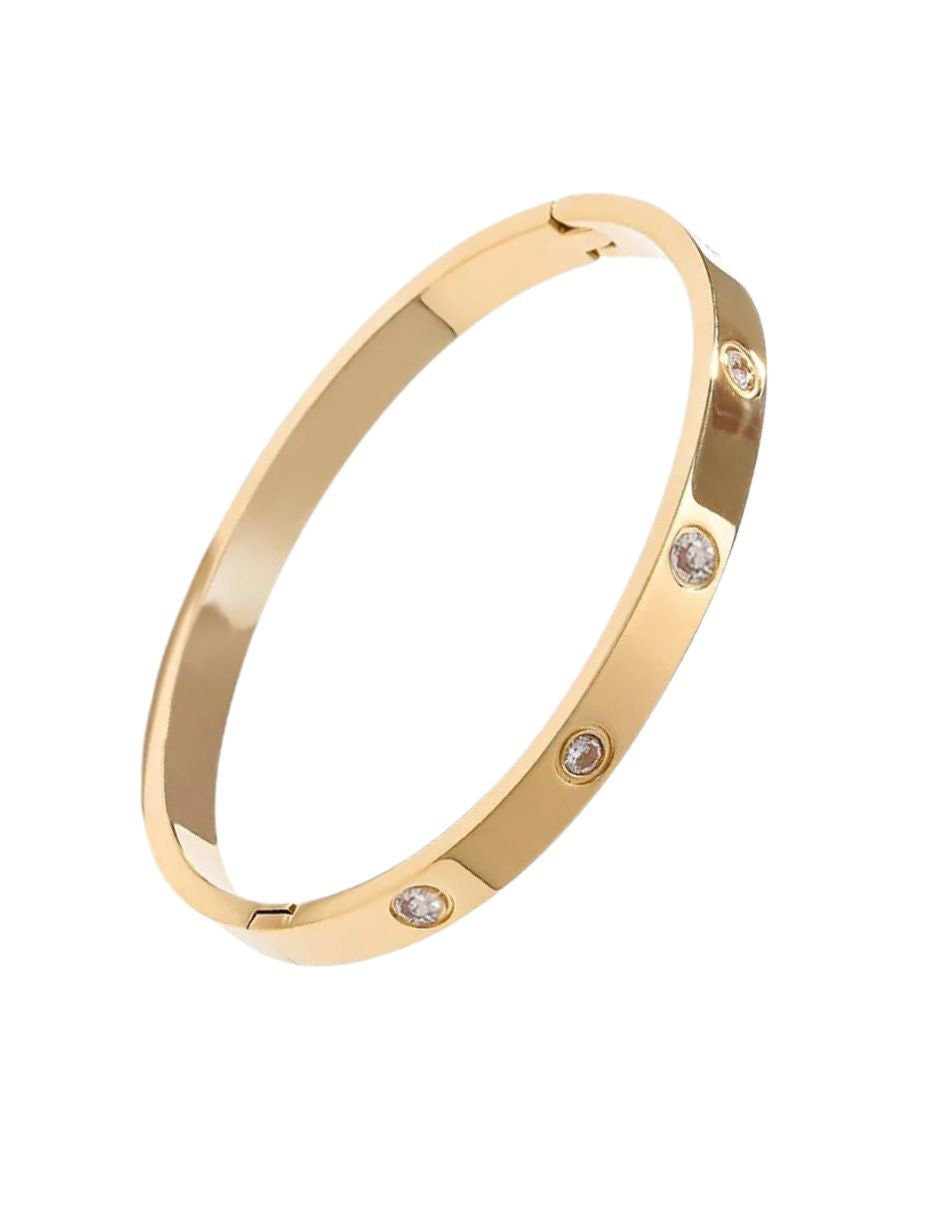 Brazalete de oro laminado con zirconias