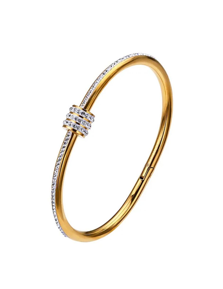 Brazalete estilo simple ronda dorado con brillos