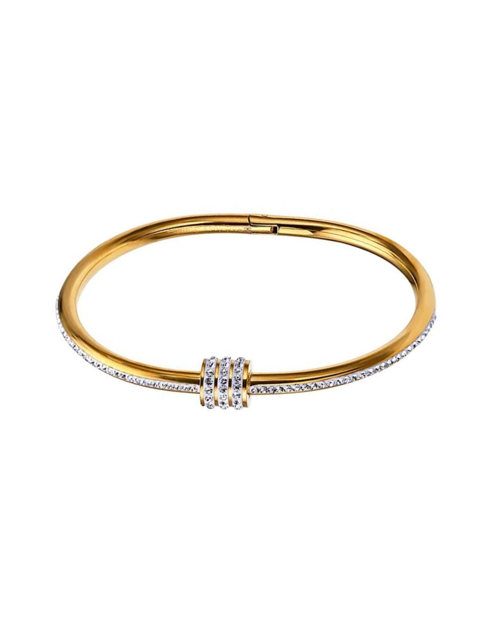 Brazalete estilo simple ronda dorado con brillos