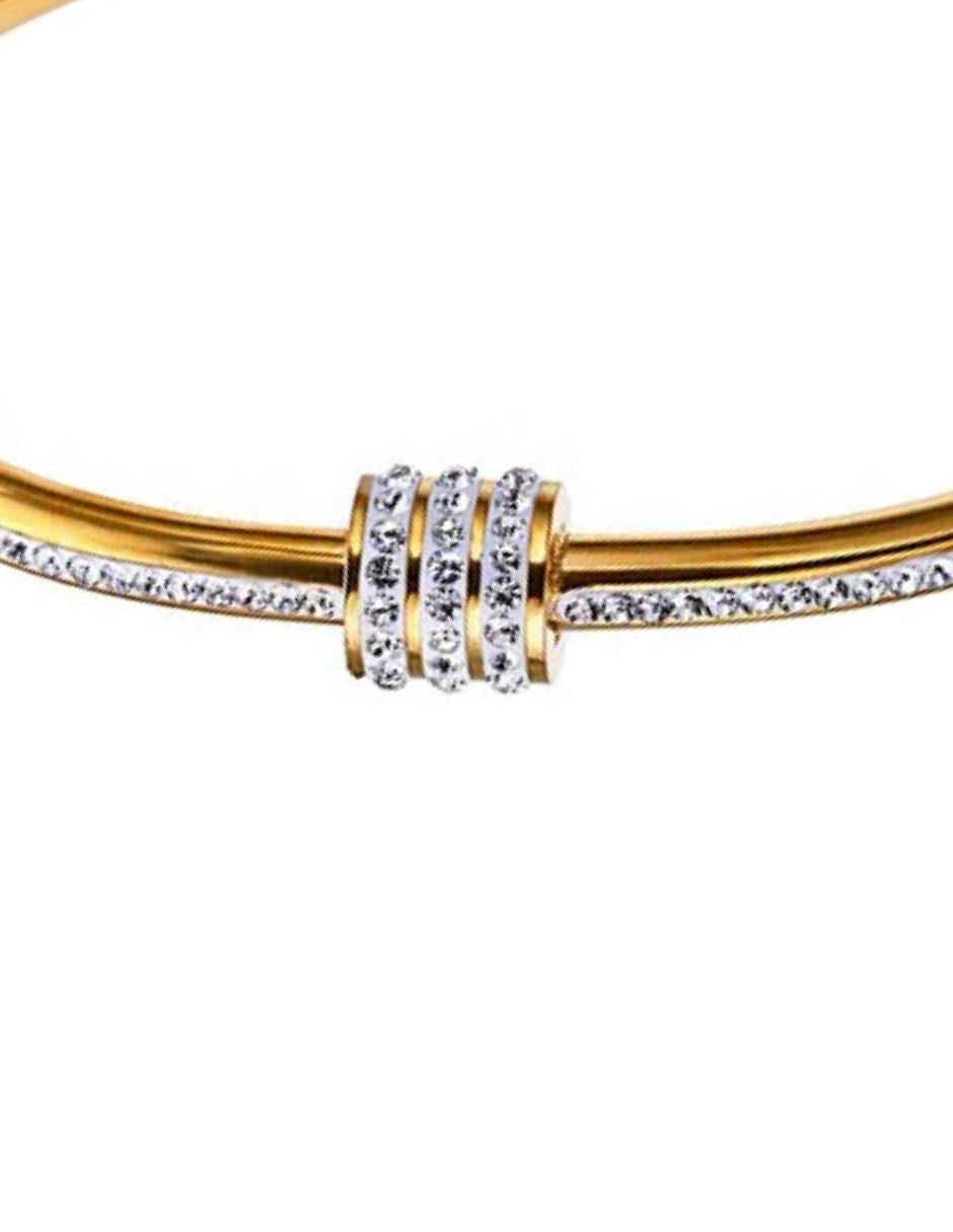 Brazalete estilo simple ronda dorado con brillos