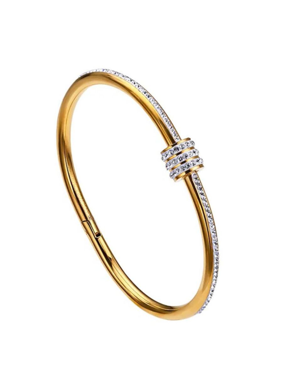 Brazalete estilo simple ronda dorado con brillos