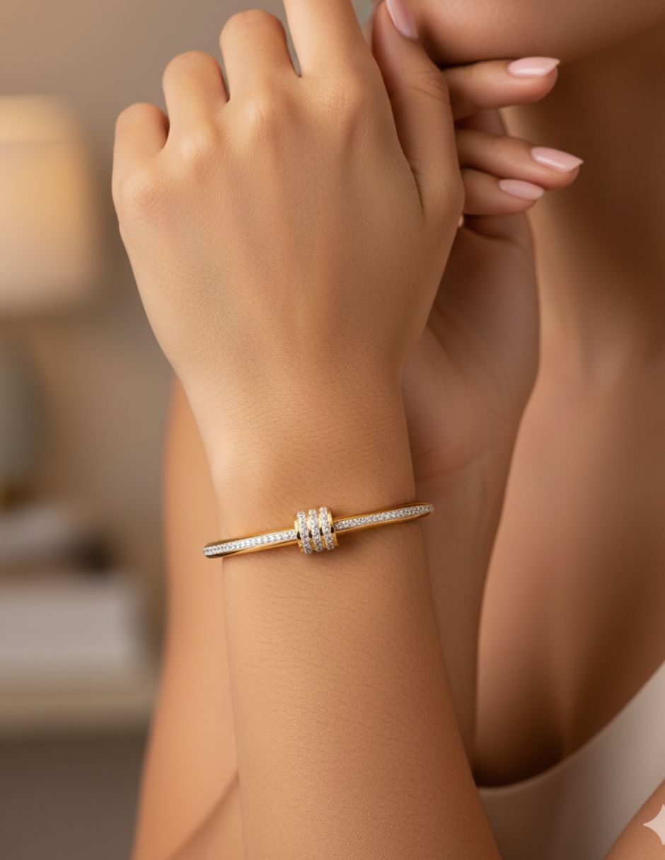 Brazalete estilo simple ronda dorado con brillos