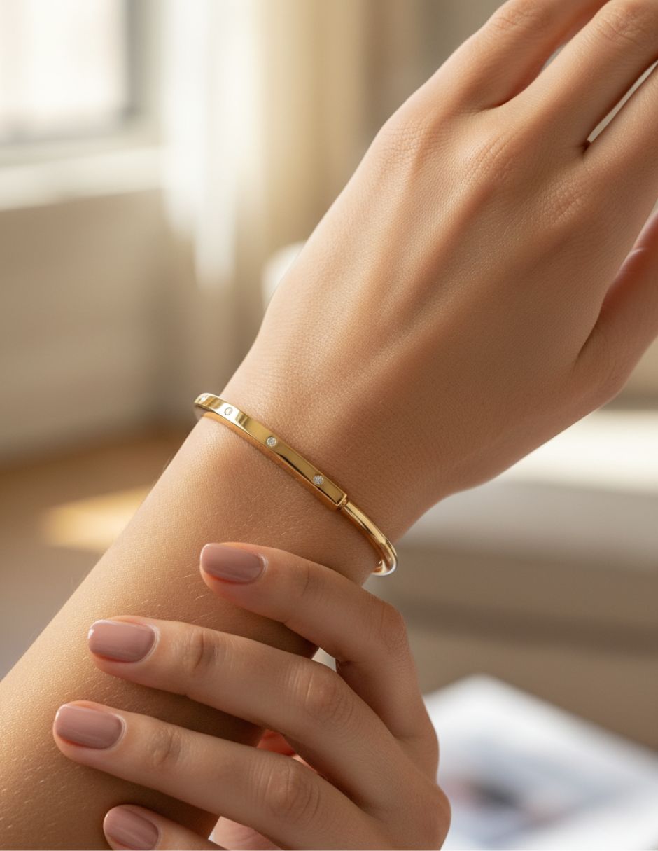 Brazalete ovalado dorado de oro laminado