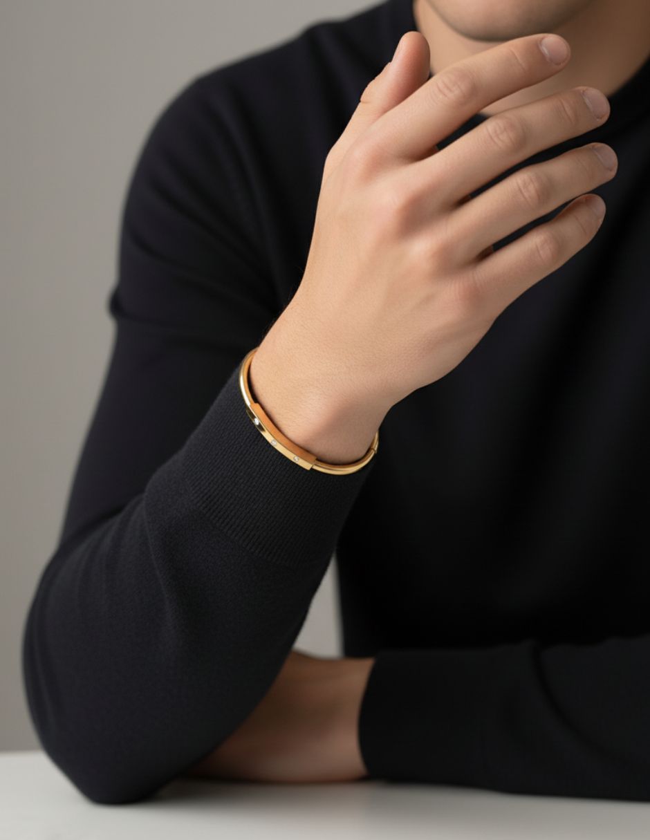 Brazalete ovalado dorado de oro laminado