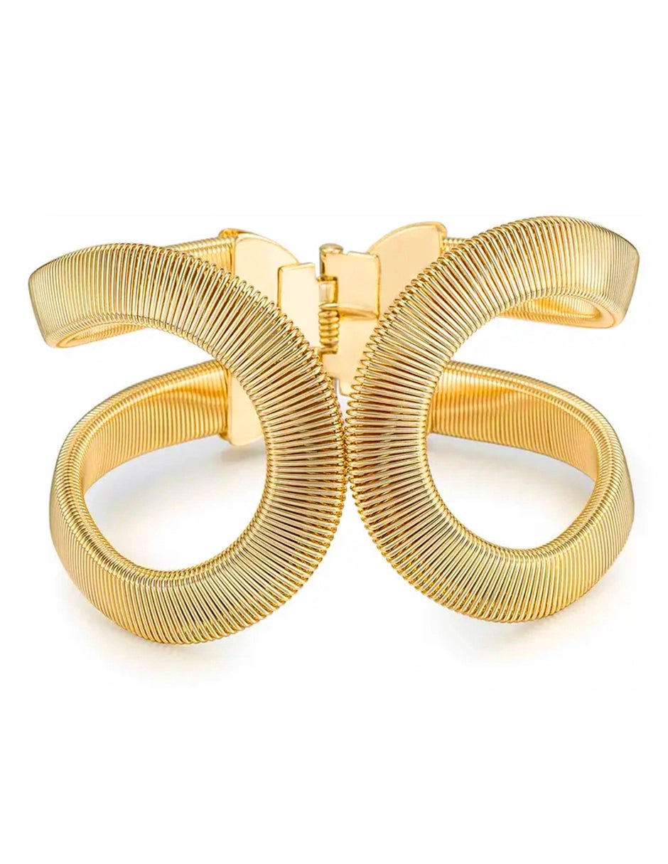 Brazalete rígido de oro laminado con diseño de espiral