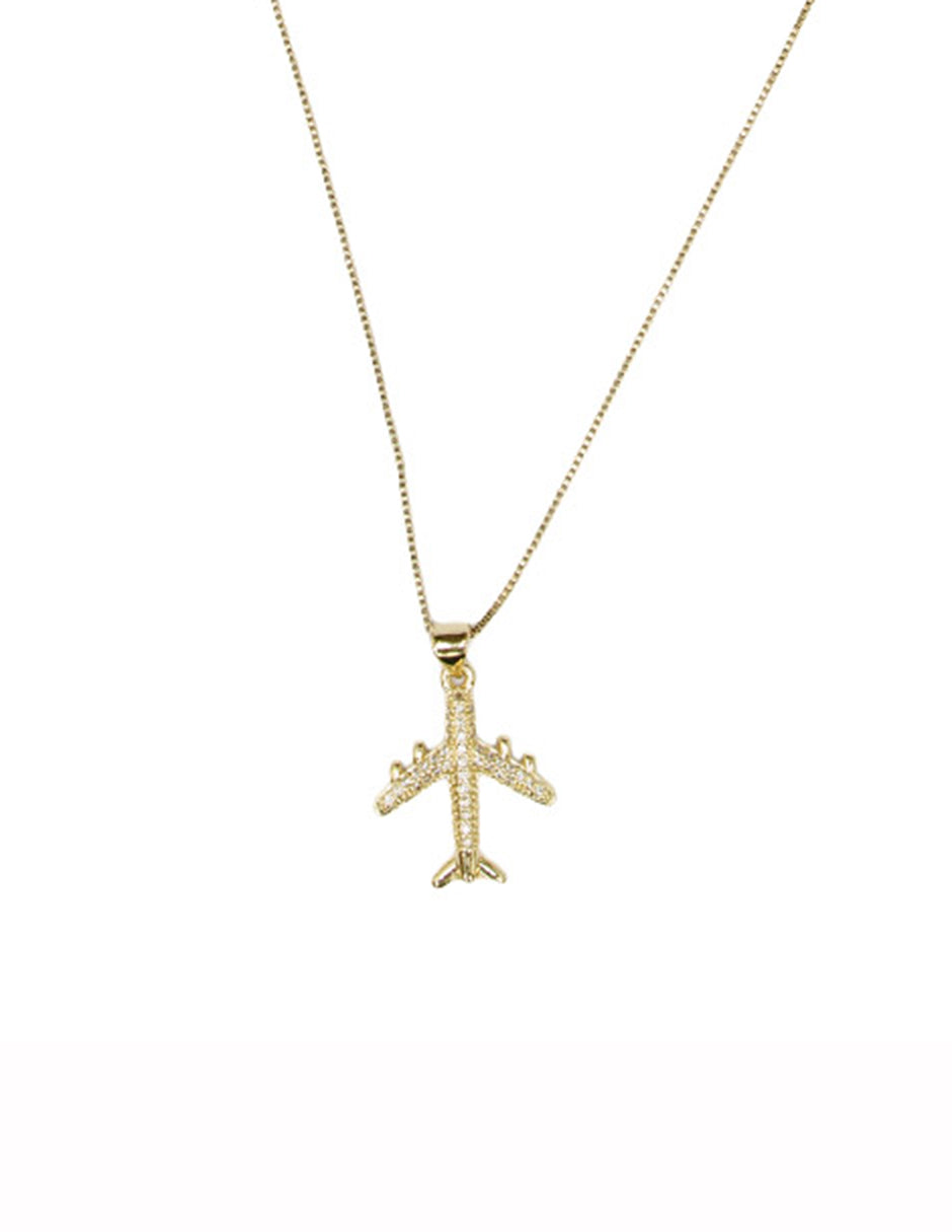 Collar con dije de avión de oro laminado