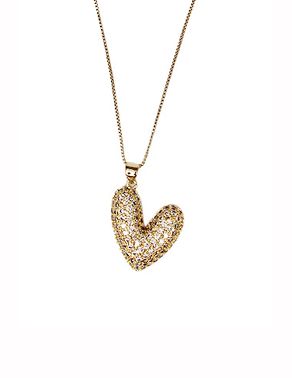 Collar con dije de corazón de oro laminado