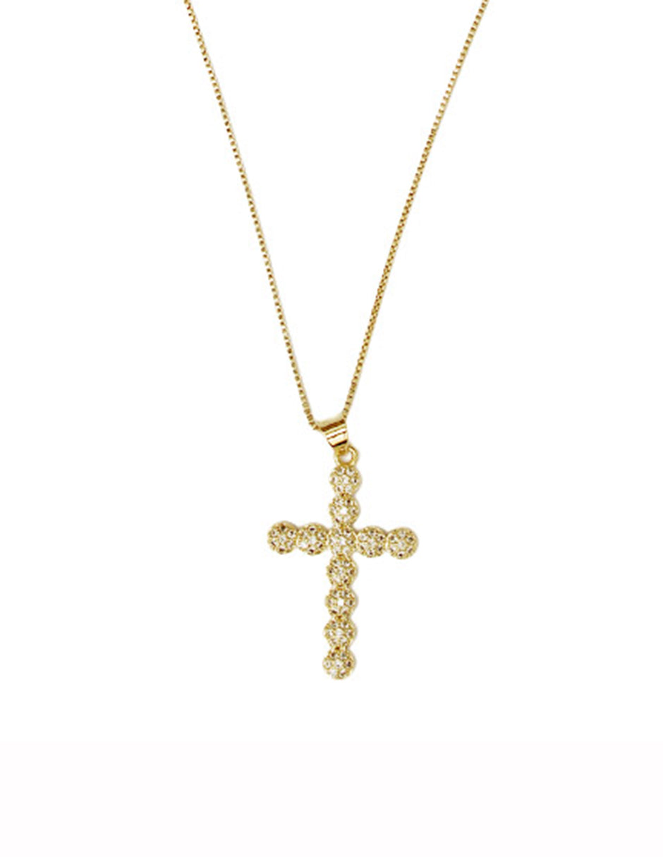 Collar con dije de cruz de oro laminado