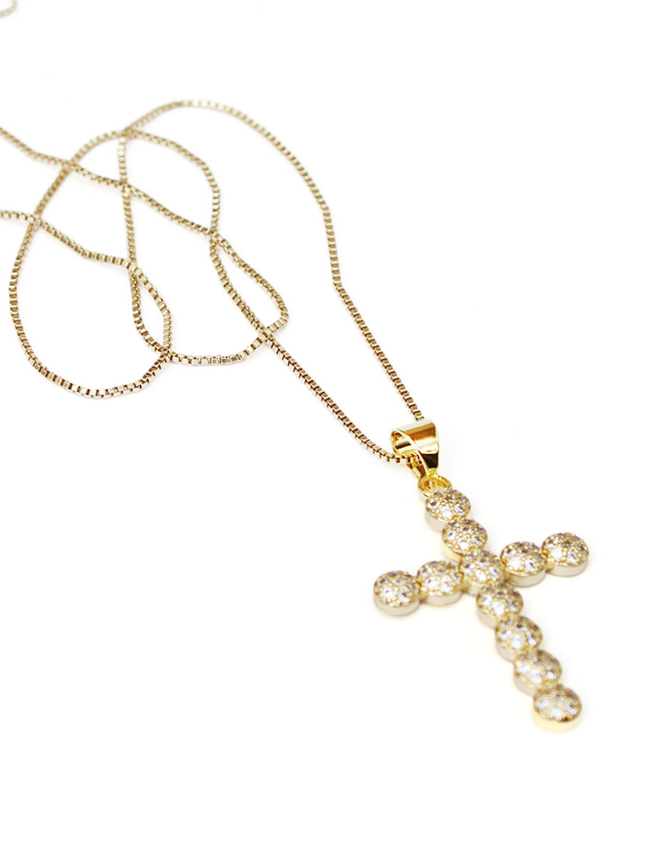 Collar con dije de cruz de oro laminado