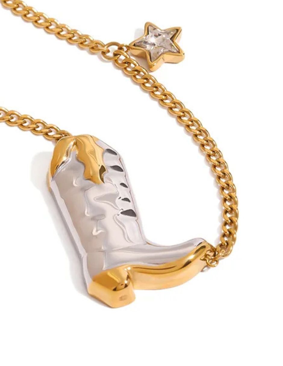 Collar de bota plateada de oro laminado