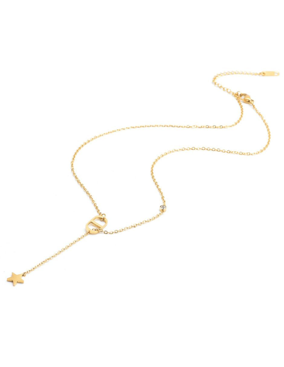 Collar de oro laminado de estrella con clip