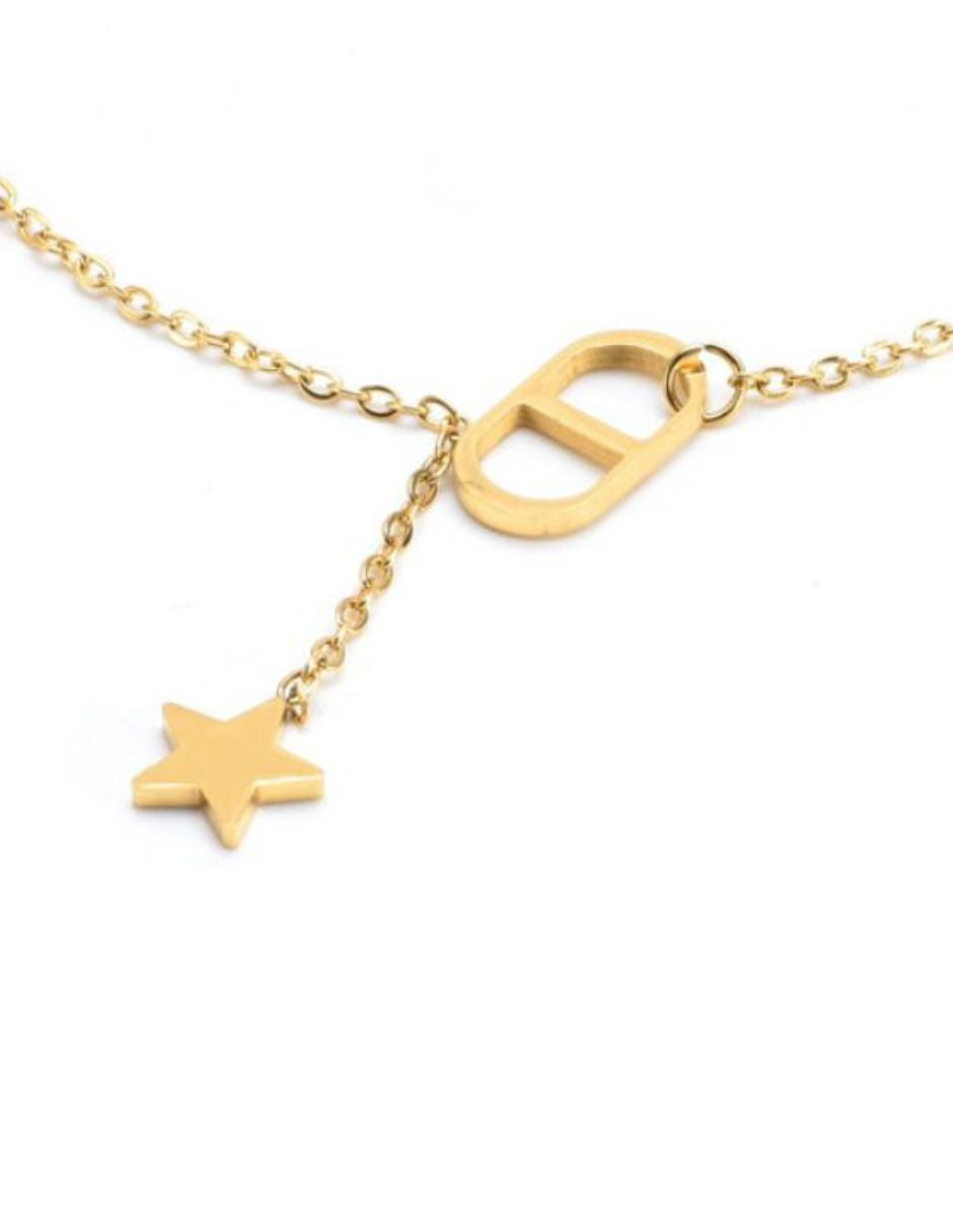 Collar de oro laminado de estrella con clip