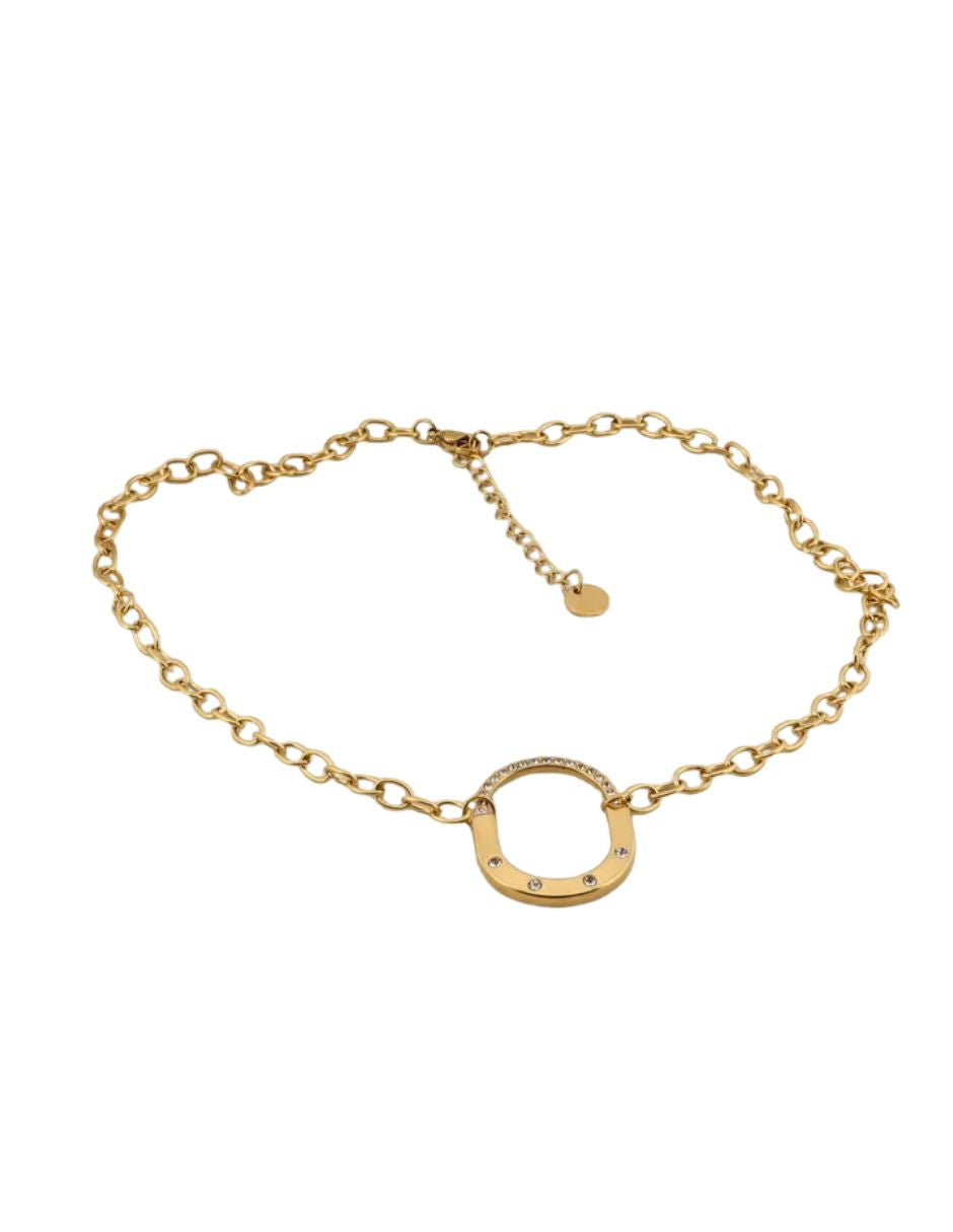 Collar ovalado dorado de oro laminado