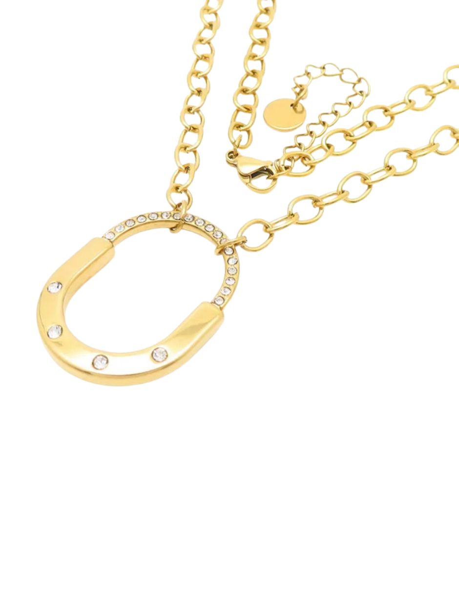 Collar ovalado dorado de oro laminado