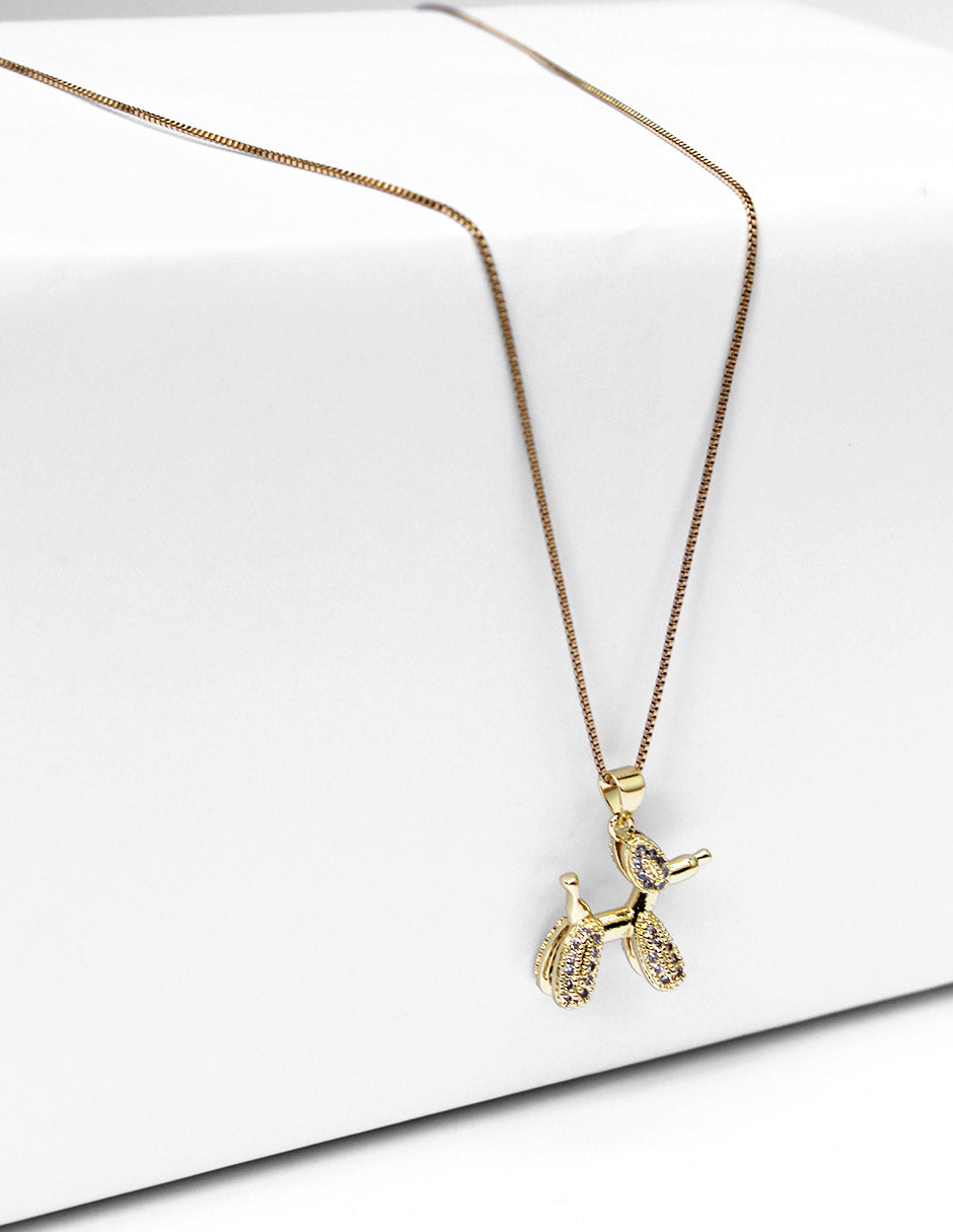 Collar con dije de perro de oro laminado