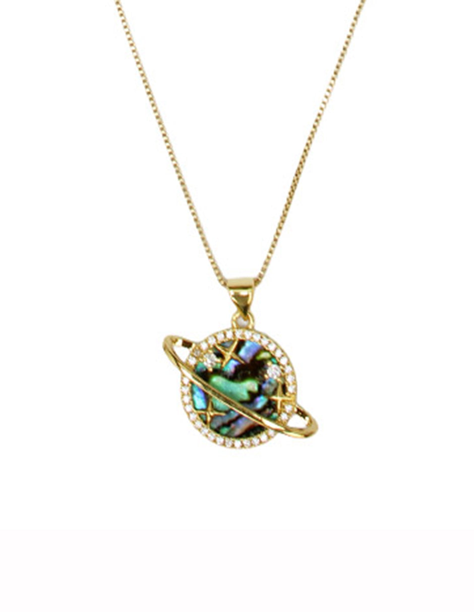 Collar con dije de saturno de oro laminado