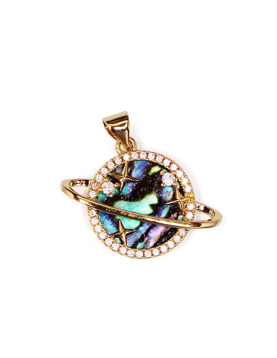 Collar con dije de saturno de oro laminado