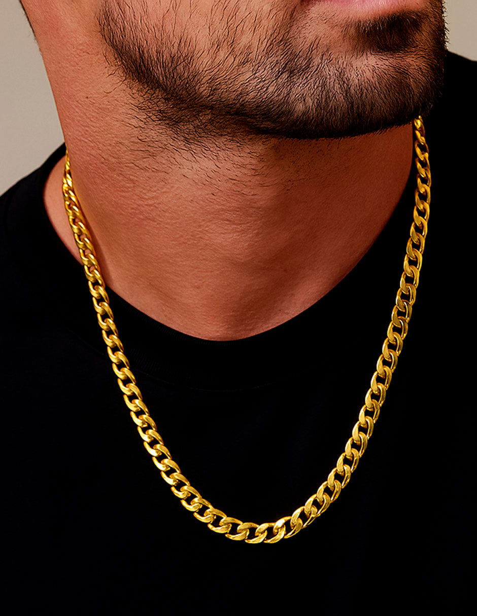 Cadena Cubana en Oro Laminado