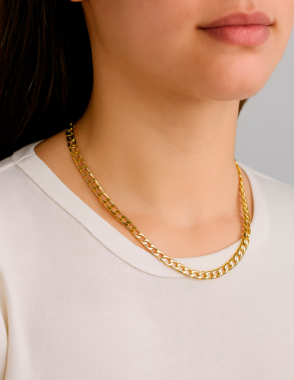 Cadena Cubana en Oro Laminado