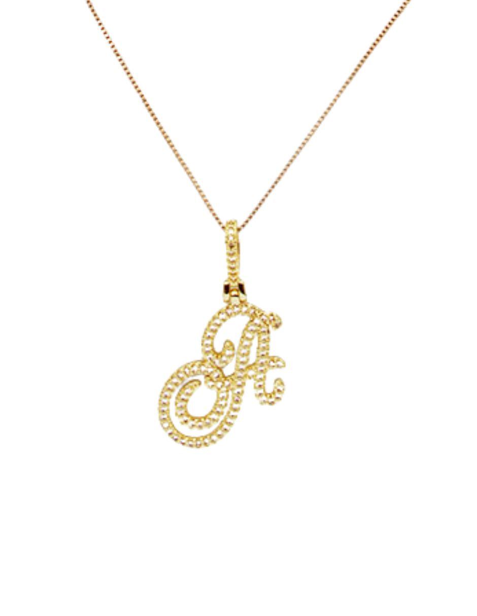 Collar con dije de la A a la Z en cursiva de Oro laminado