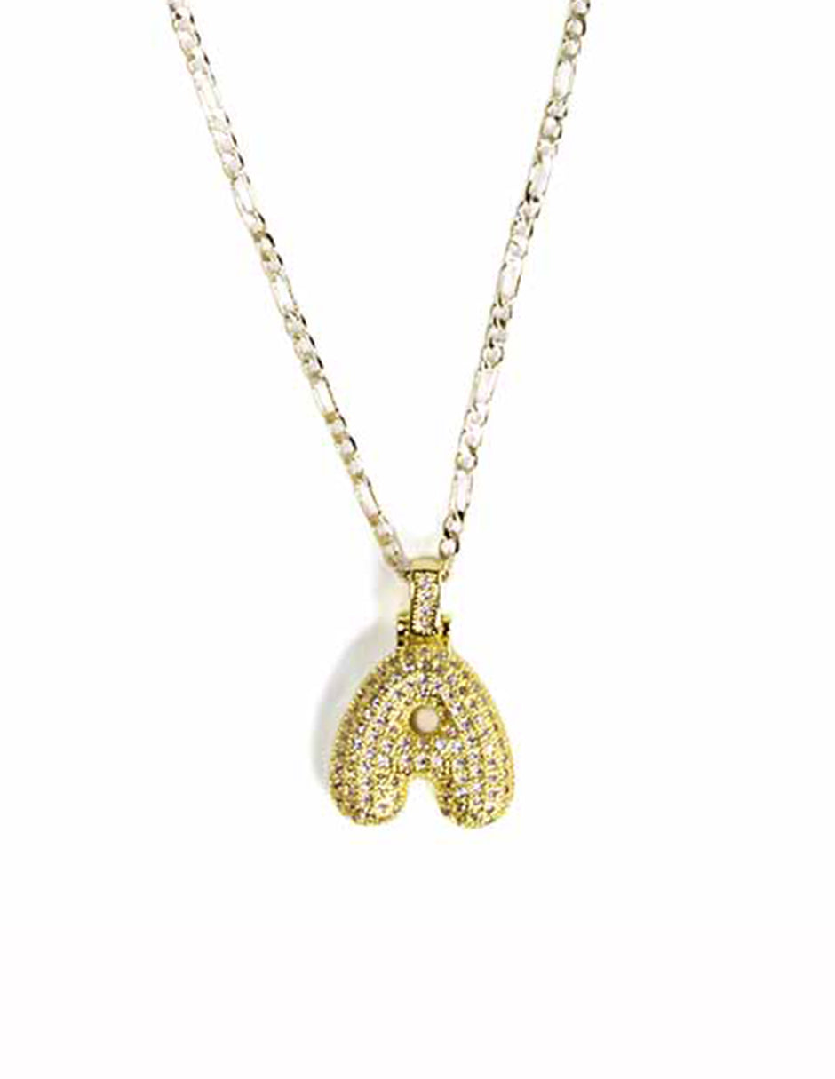 Collar con dije de la A a la Z de globo en Oro laminado