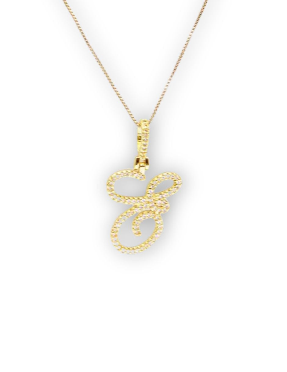 Collar con dije de la A a la Z en cursiva de Oro laminado