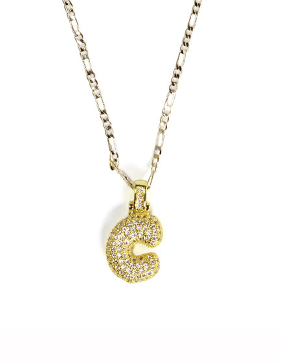 Collar con dije de la A a la Z de globo en Oro laminado