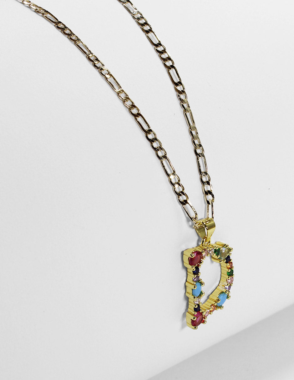 Collar con dije de la A a la Z de colores en Oro laminado