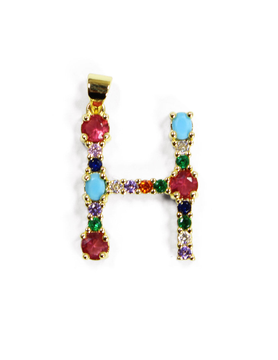 Collar con dije de la A a la Z de colores en Oro laminado