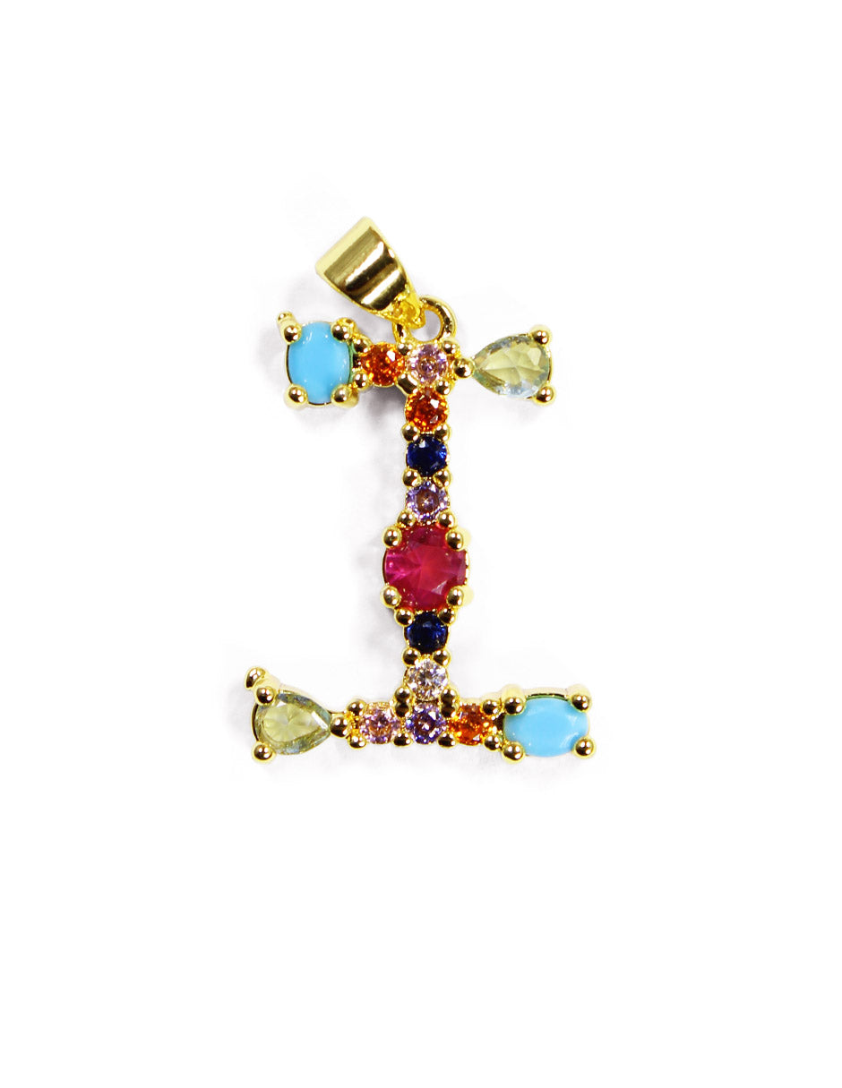 Collar con dije de la A a la Z de colores en Oro laminado