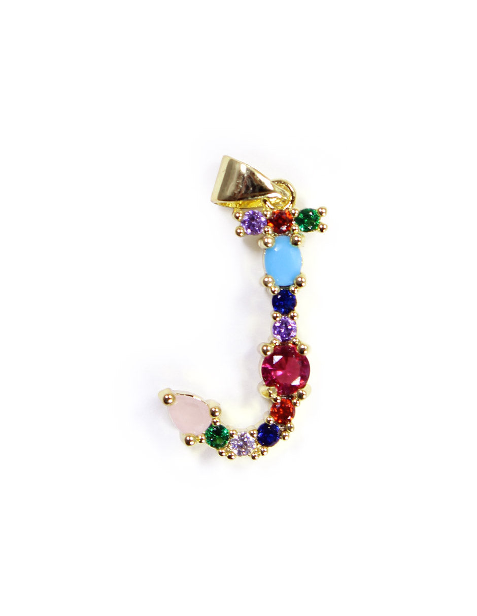 Collar con dije de la A a la Z de colores en Oro laminado