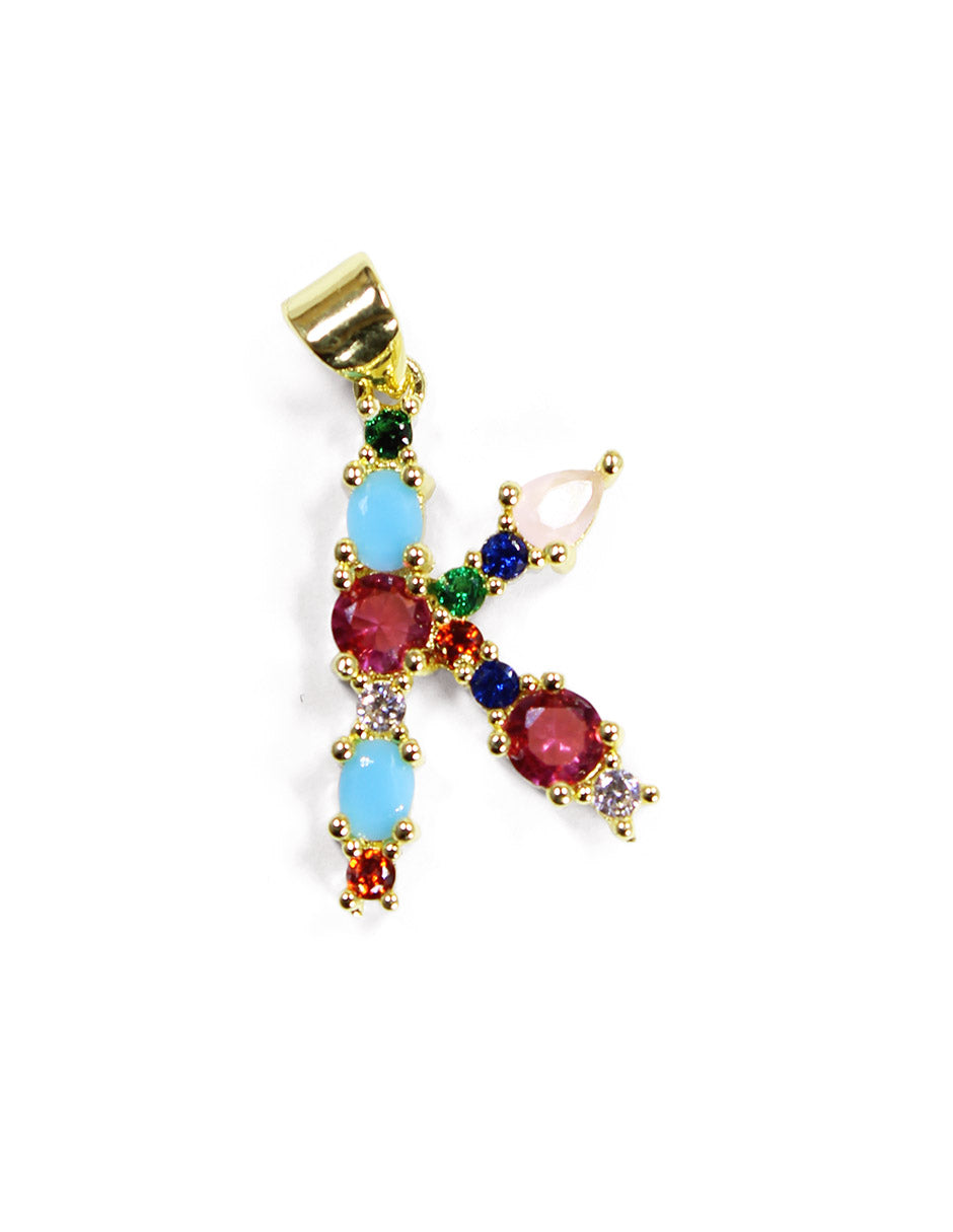 Collar con dije de la A a la Z de colores en Oro laminado