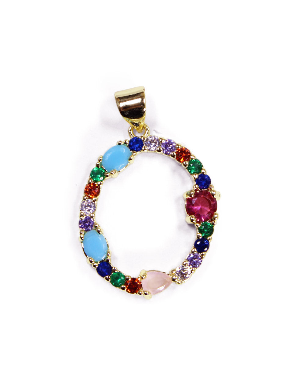 Collar con dije de la A a la Z de colores en Oro laminado