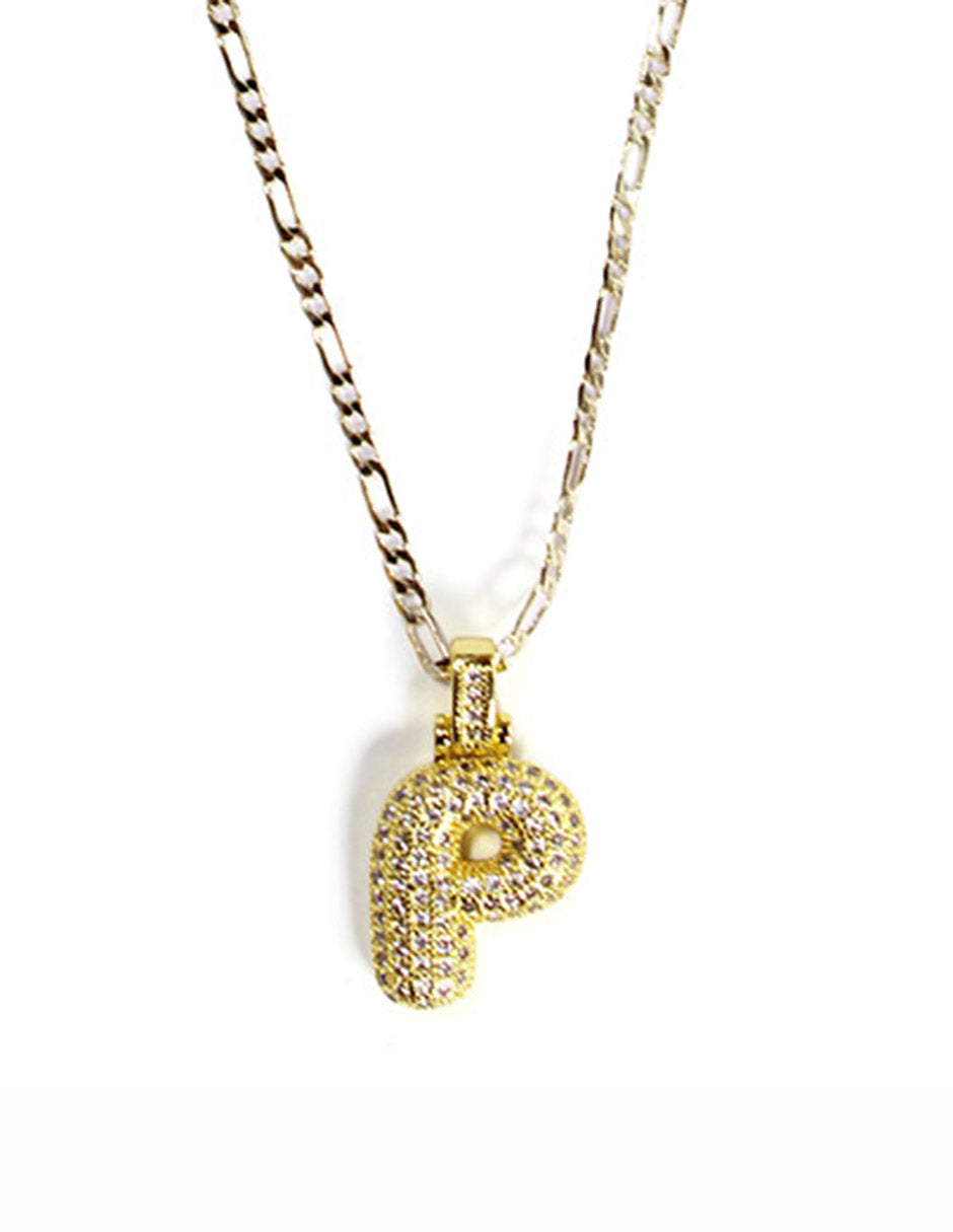 Collar con dije de la A a la Z de globo en Oro laminado